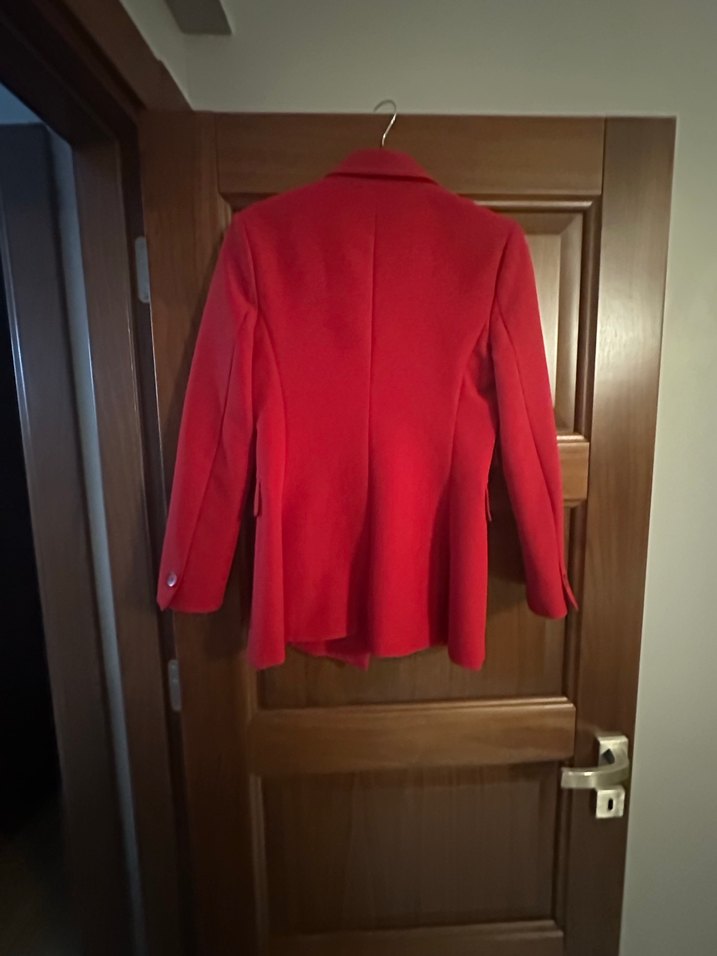 Düğmeli Kırmızı Kadın Blazer Ceket - Görsel 4