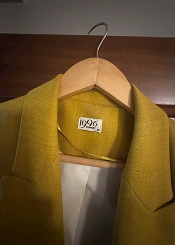 Sarı Kadın Süet Midi Blazer - Görsel 2