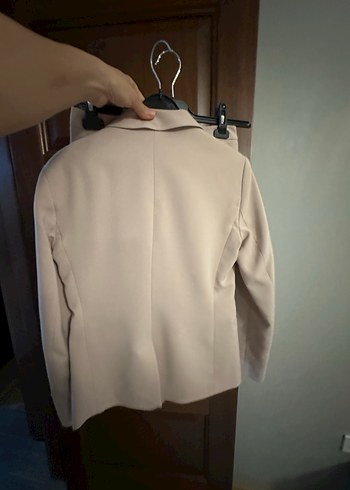 Bej Kadın Kemerli Ofis Blazeri takım etek ceket - Görsel 4