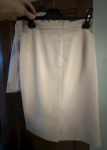 Bej Kadın Kemerli Ofis Blazeri takım etek ceket - Görsel 3