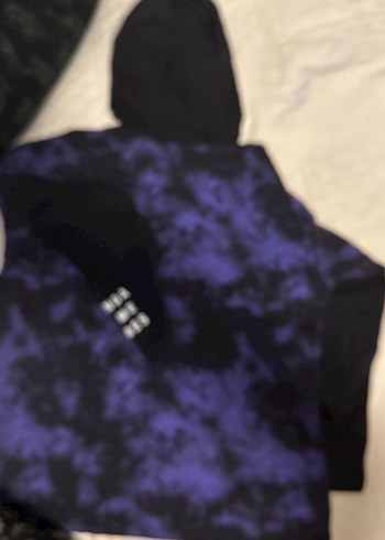 Kadın Mor Kapüşonlu Batik Desen Sweatshirt - Görsel 2