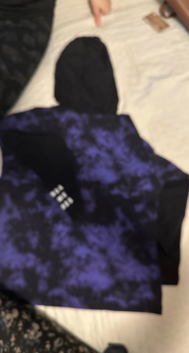 Kadın Mor Kapüşonlu Batik Desen Sweatshirt - Görsel 2