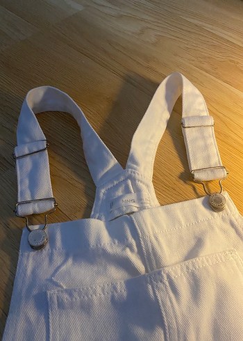 MANGO Beyaz Kadın Midi Denim Askılı Tulum - Görsel 2