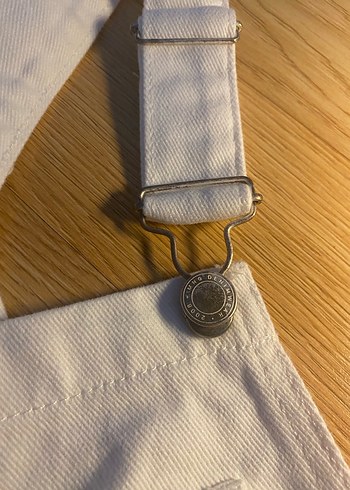 MANGO Beyaz Kadın Midi Denim Askılı Tulum - Görsel 3