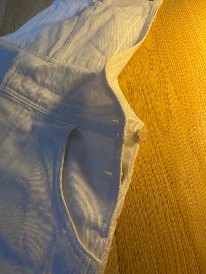 MANGO Beyaz Kadın Midi Denim Askılı Tulum - Görsel 5