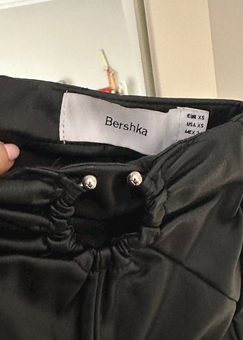 xs Beden Siyah Deri Mini Etek