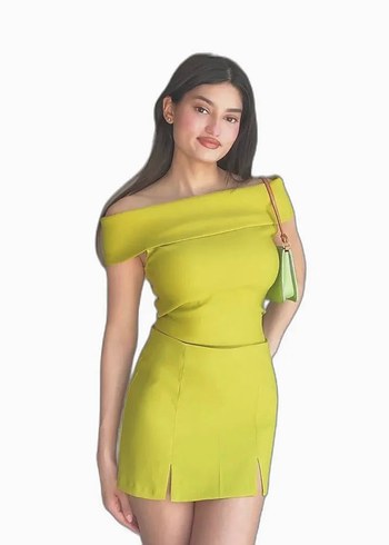 Zara Yeşil Straplez Mini Elbise Takımı
