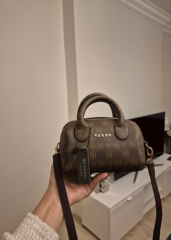 Vakko Kahverengi Baskılı Deri Kadın Çapraz Çanta