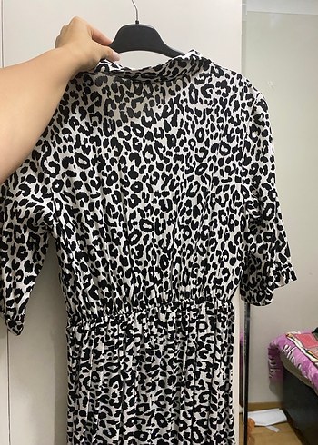 Gri Zebra Desenli Uzun Kadın Elbise - Görsel 3