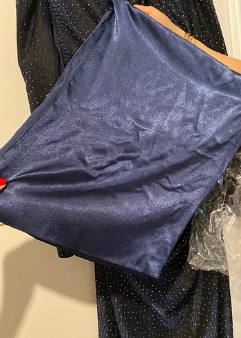 Lacivert Desenli Drapeli Uzun Abiye Elbise - Görsel 6