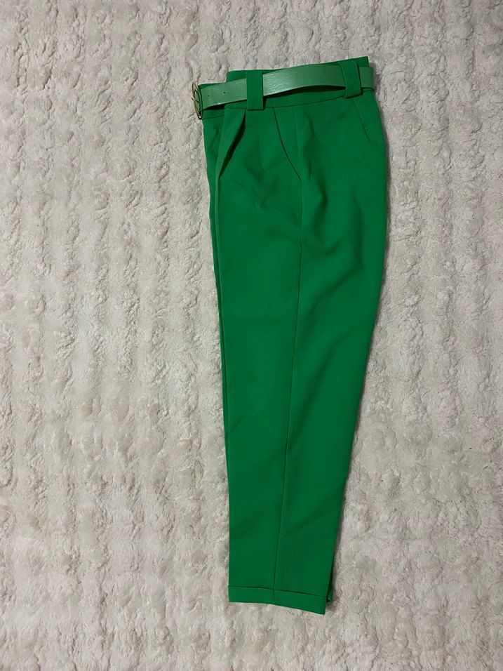 Yeşil Kemerli Kadın Kumaş Pantolon - Görsel 2