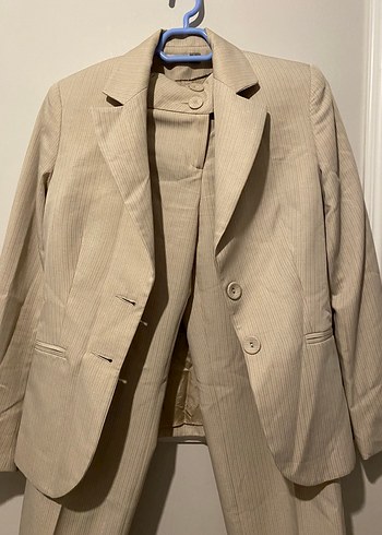 Bej Kadın Keten Takım Elbise - Görsel 2