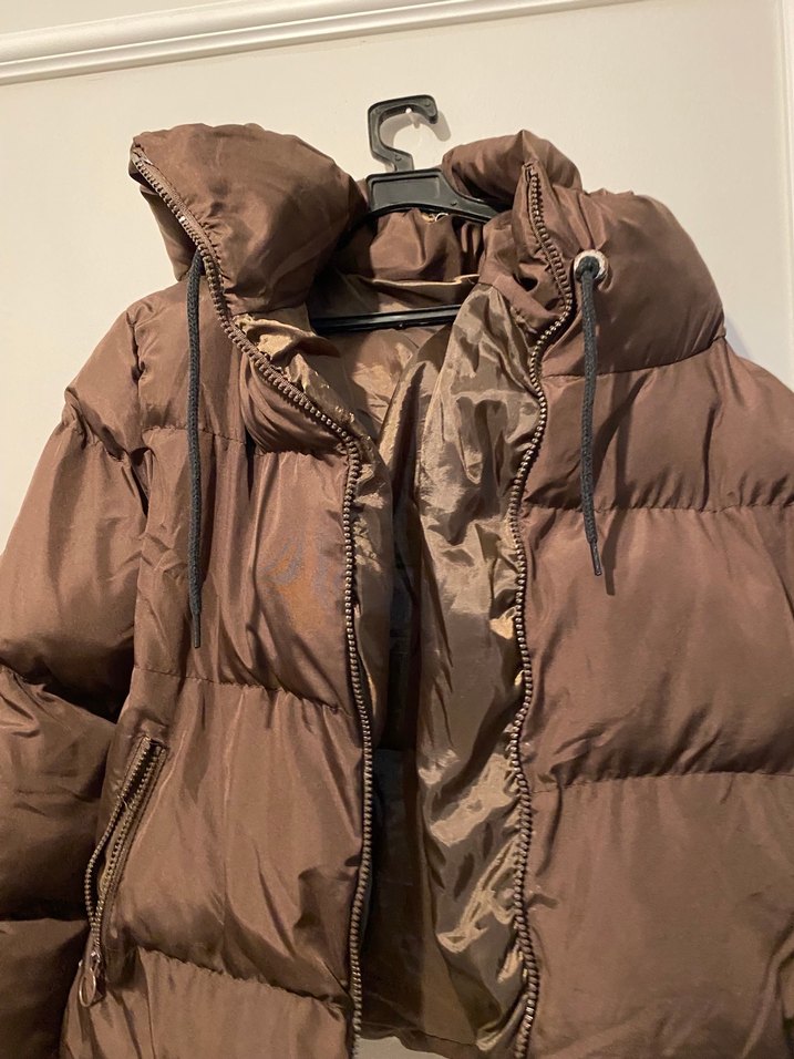 Kahverengi Fermuarlı Kadın Kışlık Mont - Görsel 2