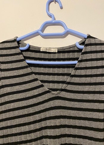 Uzun Kollu Çizgili Kadın Triko Elbise - Görsel 3