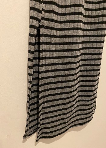 Uzun Kollu Çizgili Kadın Triko Elbise - Görsel 4