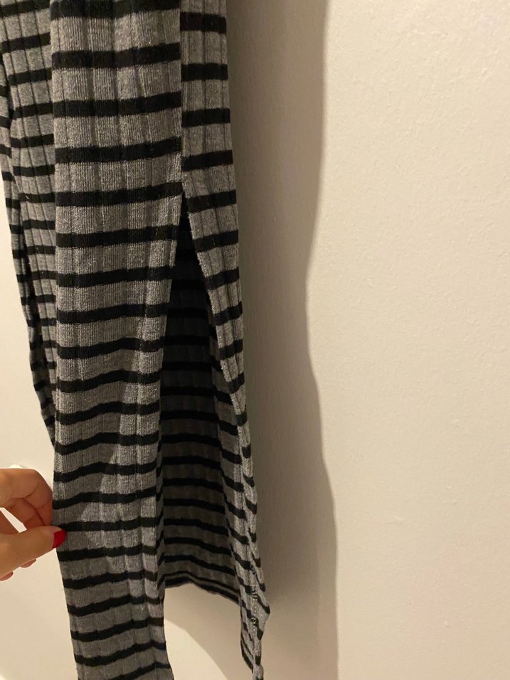 Uzun Kollu Çizgili Kadın Triko Elbise - Görsel 5