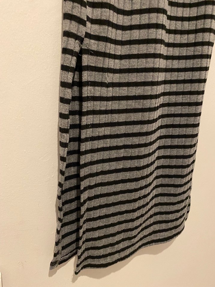 Uzun Kollu Çizgili Kadın Triko Elbise - Görsel 4