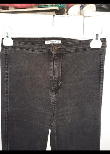 Gri Kadın Elastik Normal Boy Denim Pantolon