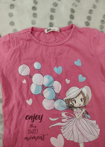 Kız Çocuk Pembe Baskılı Kısa Kollu Tişört - Görsel 3