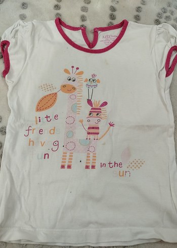 Beyaz Baskılı Kız Çocuk Tişörtü - Görsel 2