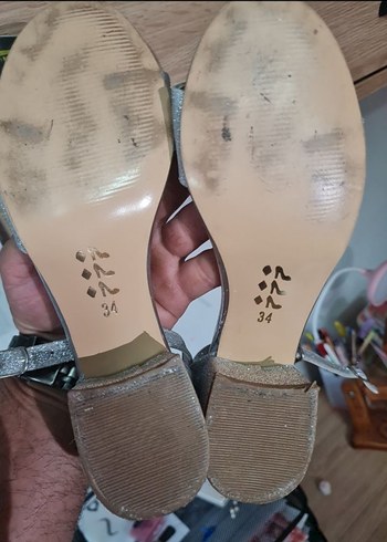 Gri Simli Çocuk Topuklu Düğün Nişan Ayakkabısı - Görsel 5