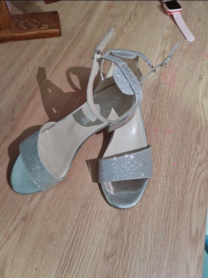 Gri Simli Çocuk Topuklu Düğün Nişan Ayakkabısı - Görsel 2