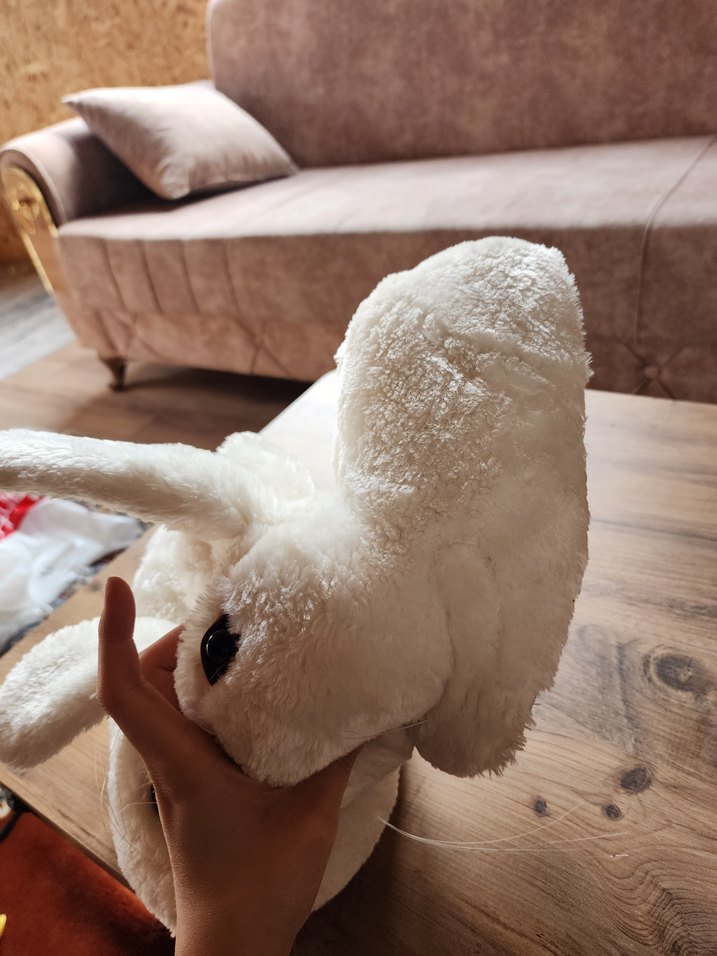 Nakışlı Beyaz Tavşan Figürlü Kız Ev Terliği - Görsel 5