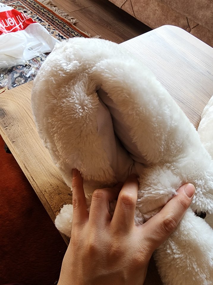 Nakışlı Beyaz Tavşan Figürlü Kız Ev Terliği - Görsel 4