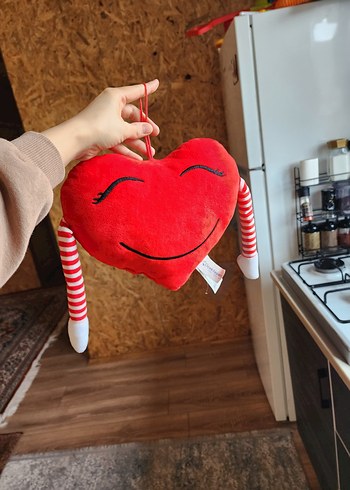 Renkli Kırmızı Kalp Peluş Oyuncak - Görsel 2