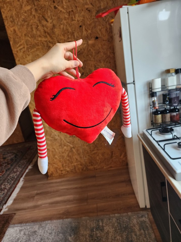 Renkli Kırmızı Kalp Peluş Oyuncak - Görsel 2