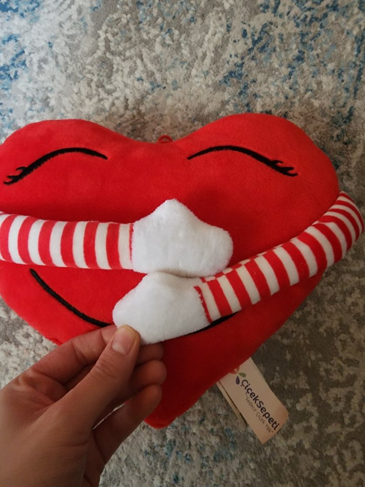 Renkli Kırmızı Kalp Peluş Oyuncak - Görsel 4