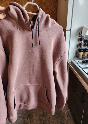 Pembe Kapüşonlu Rahat Sweatshirt - Görsel 3
