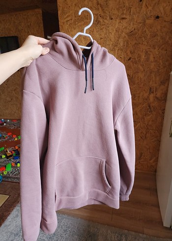 Pembe Kapüşonlu Rahat Sweatshirt - Görsel 4