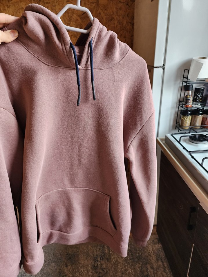 Pembe Kapüşonlu Rahat Sweatshirt - Görsel 3