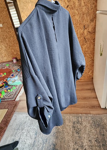 Düğmeli Keten Kadın Gömlek - Görsel 3