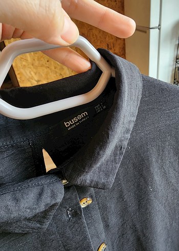 Düğmeli Keten Kadın Gömlek - Görsel 2