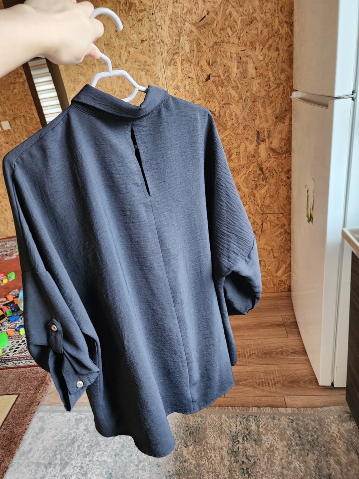 Düğmeli Keten Kadın Gömlek - Görsel 4