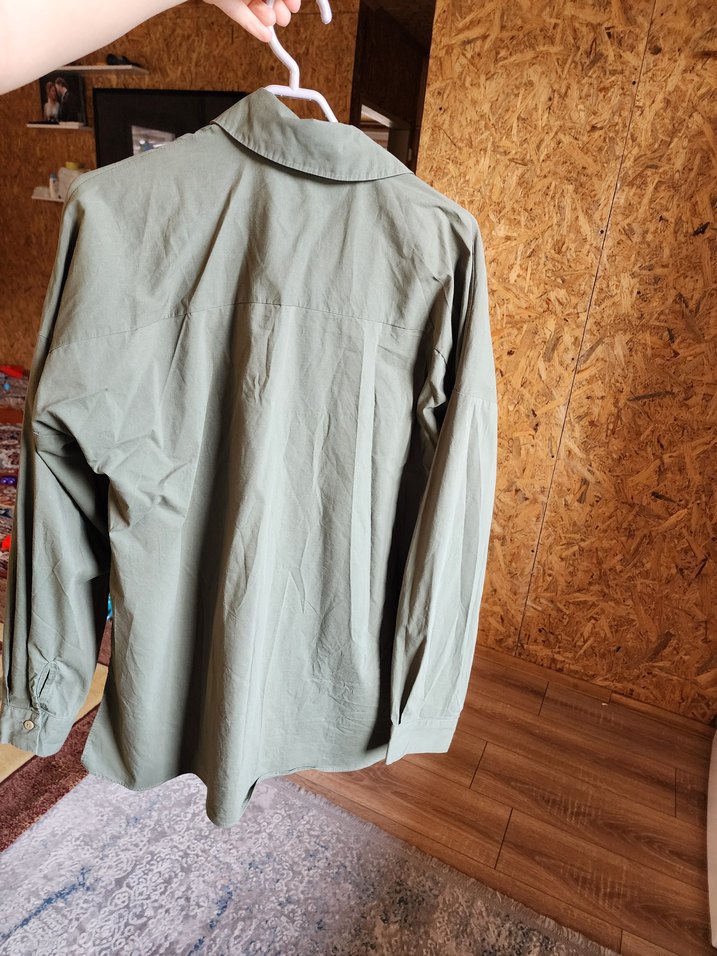 Düğmeli, Uzun Kollu Keten Gömlek - Görsel 3