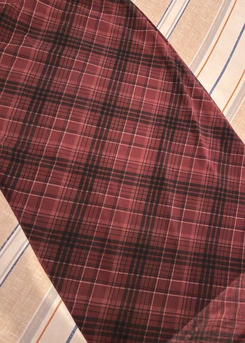 Bordo Ekose Desenli Midi Etek - Görsel 5