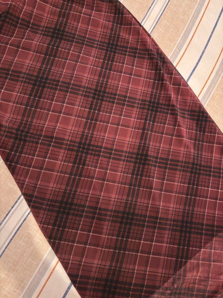 Bordo Ekose Desenli Midi Etek - Görsel 5