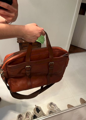 Beden kahverengi Renk Fossil iş çantası laptop evrak deri klasik