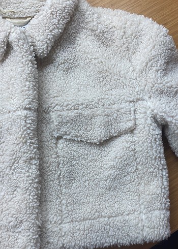 Beyaz Peluş Kısa Kadın Ceket - Görsel 3