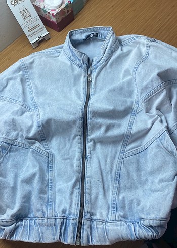 Kadın Gri Denim Fermuarlı Ceket - Görsel 2