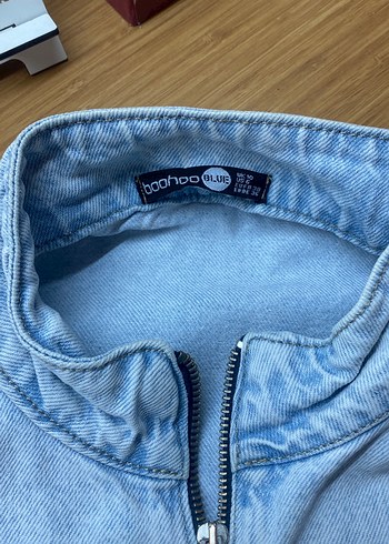 Kadın Gri Denim Fermuarlı Ceket - Görsel 5