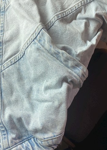 Kadın Gri Denim Fermuarlı Ceket - Görsel 6