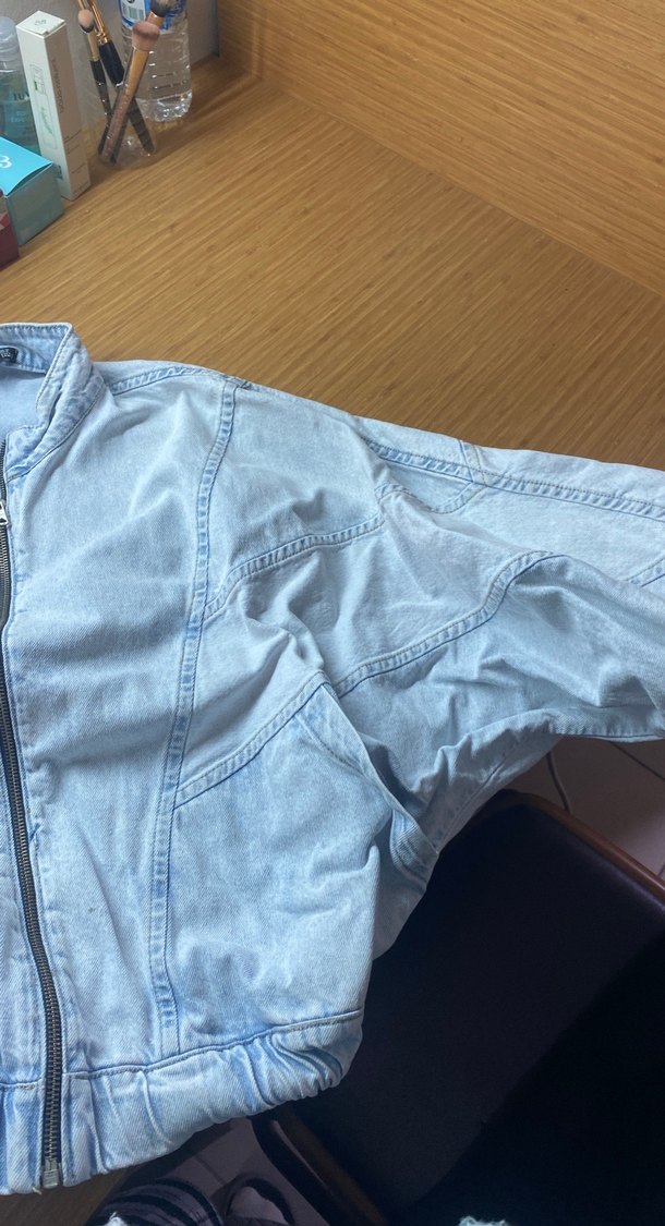 Kadın Gri Denim Fermuarlı Ceket - Görsel 4