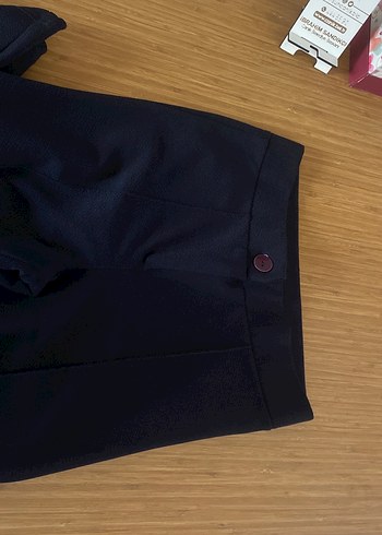 Düğmeli lacivert Kadın Kumaş Pantolon - Görsel 4