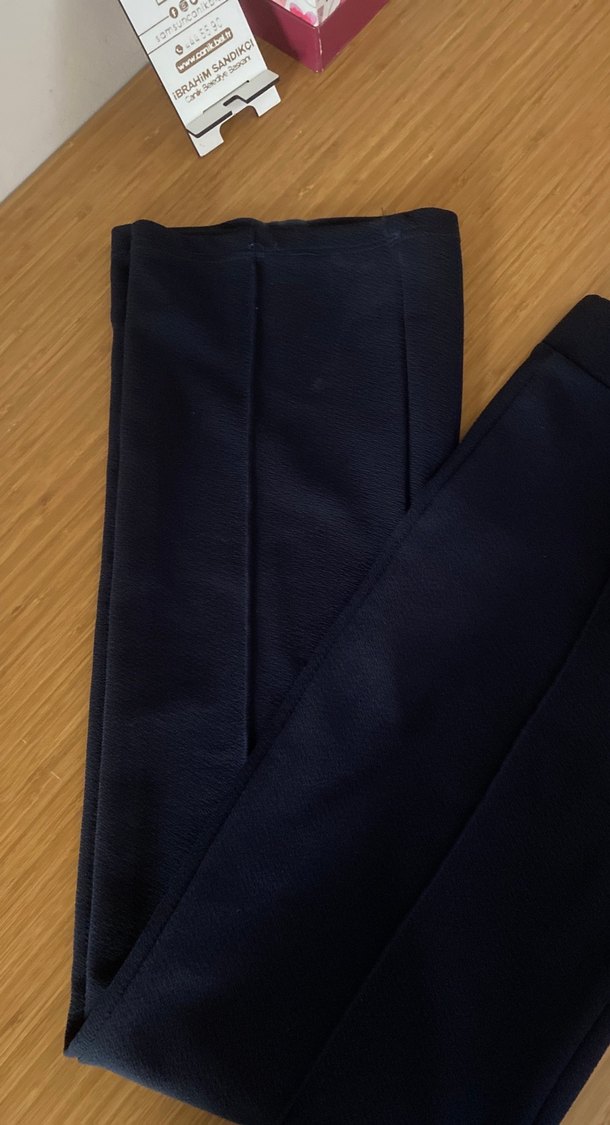 Düğmeli lacivert Kadın Kumaş Pantolon - Görsel 3