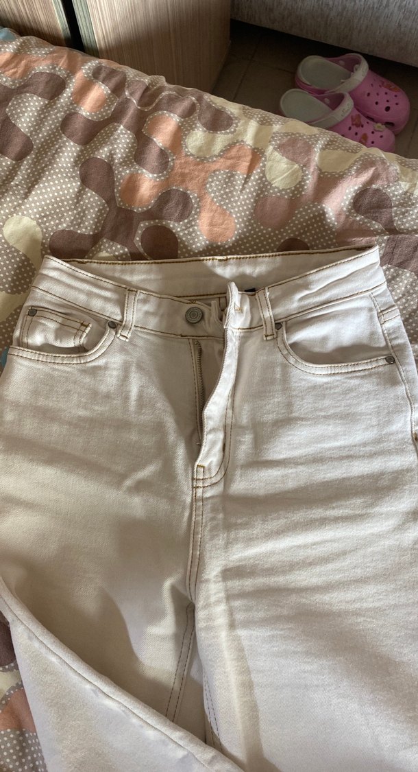 Bohem Tarzı bej Kadın Midi Kot Pantolon - Görsel 3