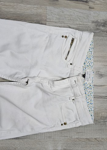 Limon Company Kadın Beyaz Denim Fermuarlı Pantolon